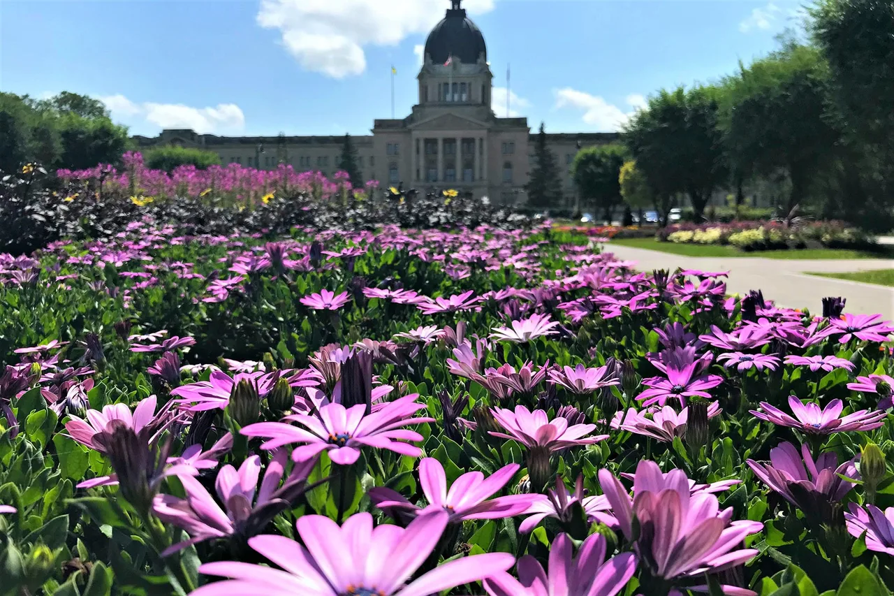 Queen Elizabeth II Gardens in front of the Saskatchewan Legislative Building